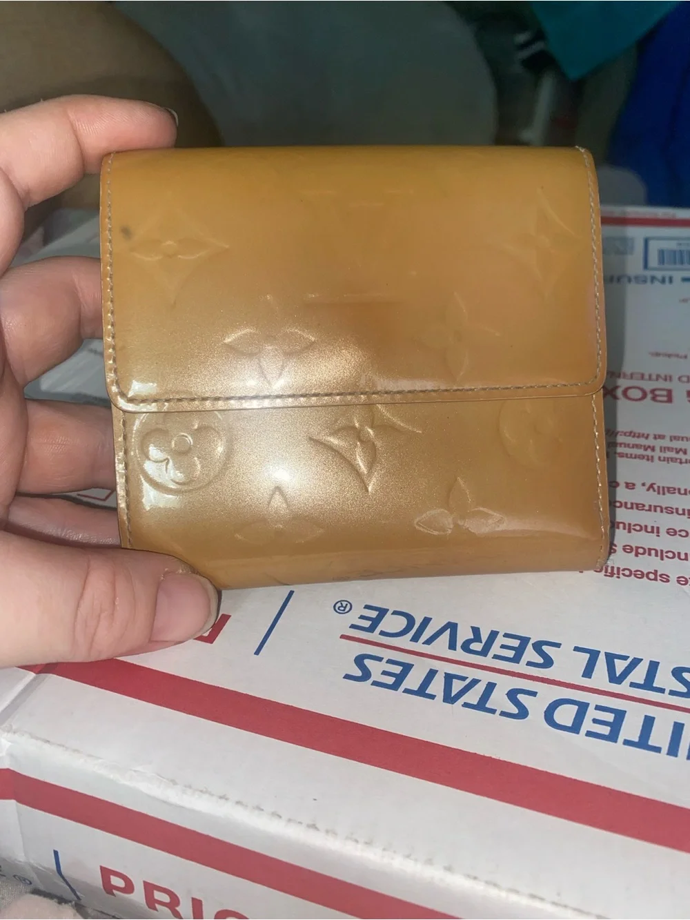 Louis Vuitton Patent Monogram Wallet in Mustard Brown comes w COA